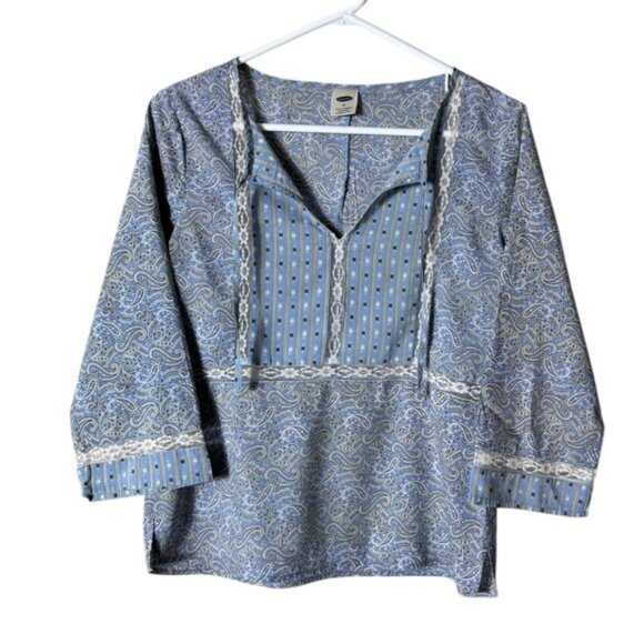 Old Navy Womens Bohemian Babydoll Too Blouse Medium Cottagecore Prairie Lace - Picture 1 of 6
